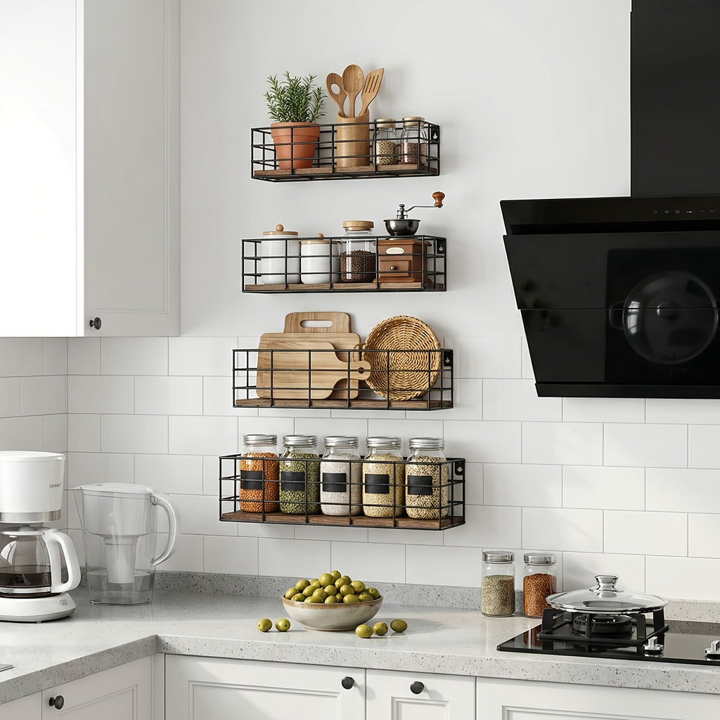 Smart 4/6 pcs Adjustable Home Storage Rack – durable multi-purpose storage, Wall-mounted Floating Shelves 4 6 pcs of Wall-mounted Storage Racks Multiple Sizes Bathroom Wall-mounted, designed for American homes, daily convenience and practical gifting