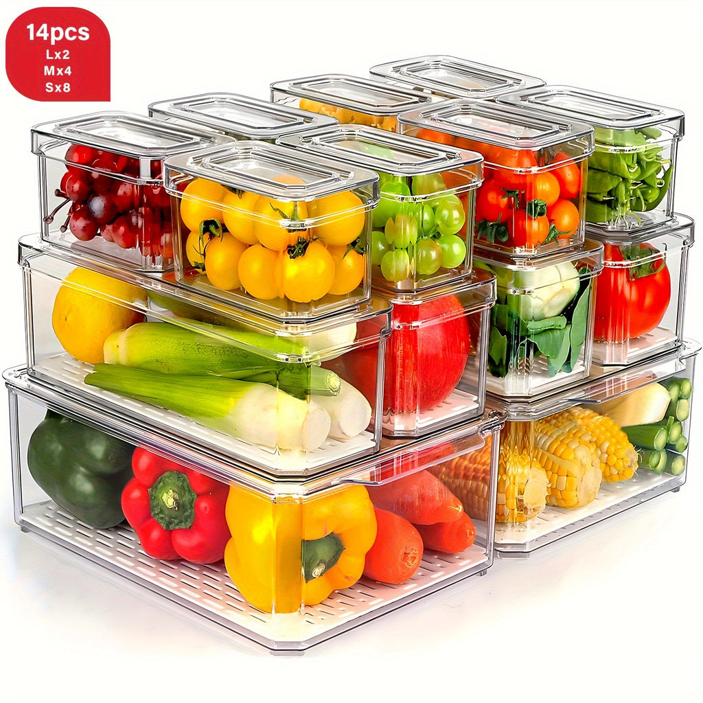 Easy-Access 7/14pcs Refrigerator Storage Organizer – easy-access fridge organization, 7 14pcs Fridge Organizer Clear Refrigerator Storage Boxes with Lids BPA Free Stackable Fruit, designed for American homes, daily convenience and practical gifting