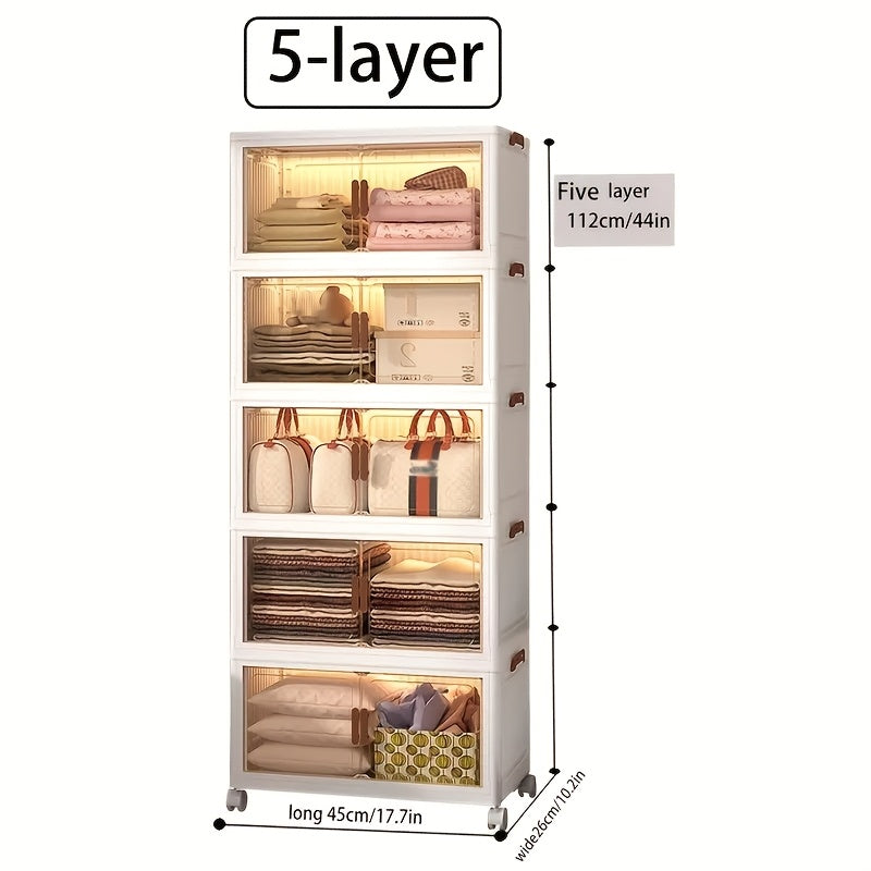 Storage Bins – Collapsible Storage Bins with Lid And Wheels Plastic with Doors Suitable for