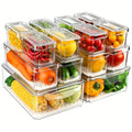 14pcs Food Organizers, Stackable & Reusable Fresh Food Boxes, Stackable Refrigerator Organizer Bins with Lids, Clear Fridge Organizers And Storage for Kitchen, Countertops, Cabinets, Fridge, Fruits, Vegetable, Cereals