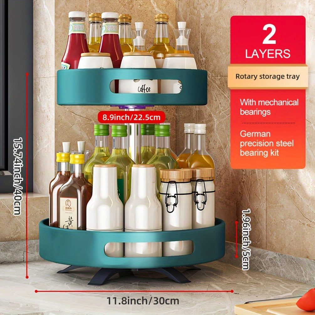 Heavy-Duty Adjustable Home Storage Rack – durable multi-purpose storage, Rotating Seasoning Storage Rack Kitchen Seasoning Shelf Double-layer Household Countertop Corner Seasoning Storage Rack, designed for American homes, daily convenience and pract