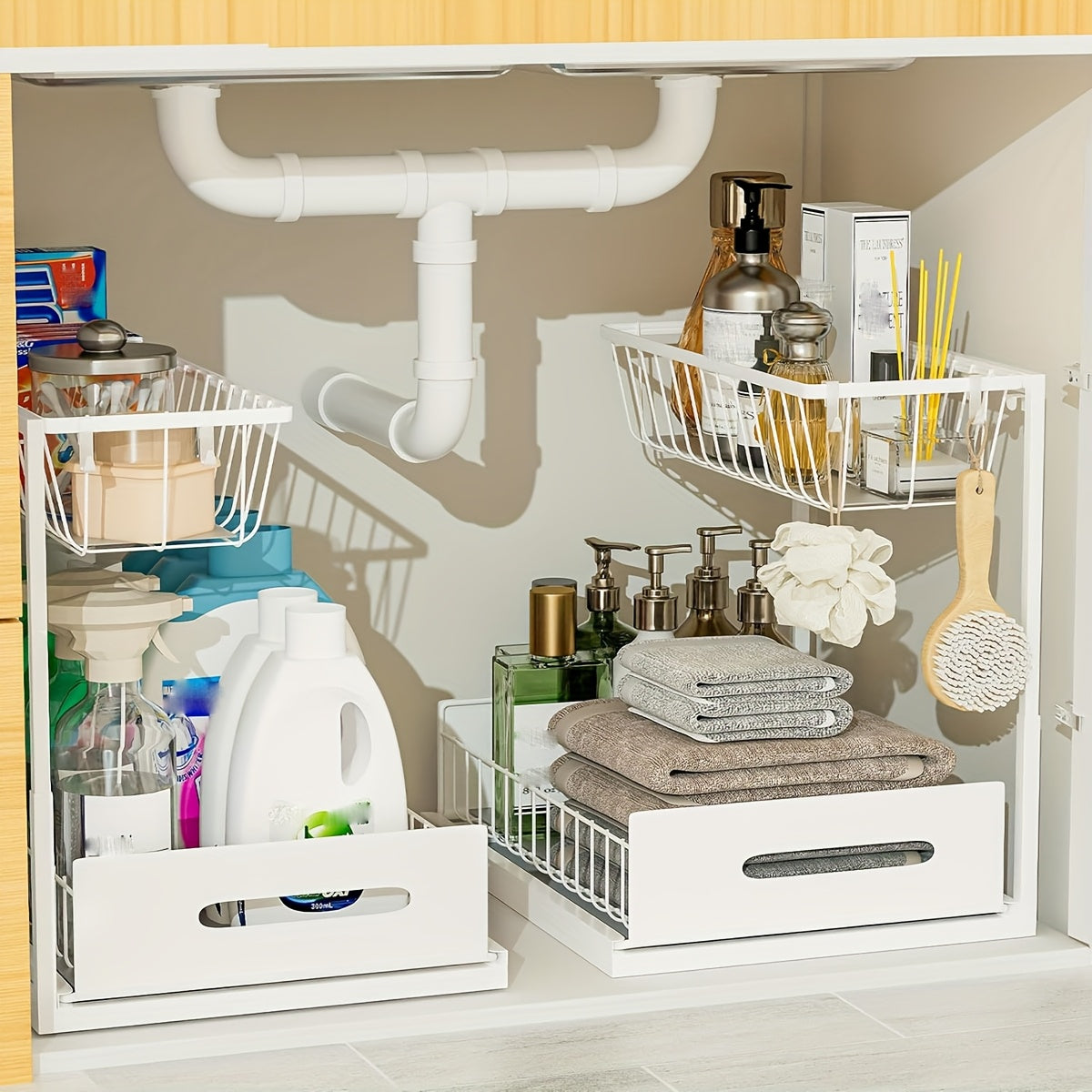 Home Organizer – Under Sink Organizer 2-Tier Under Kitchen Bathroom Sink Organizers and Storage No