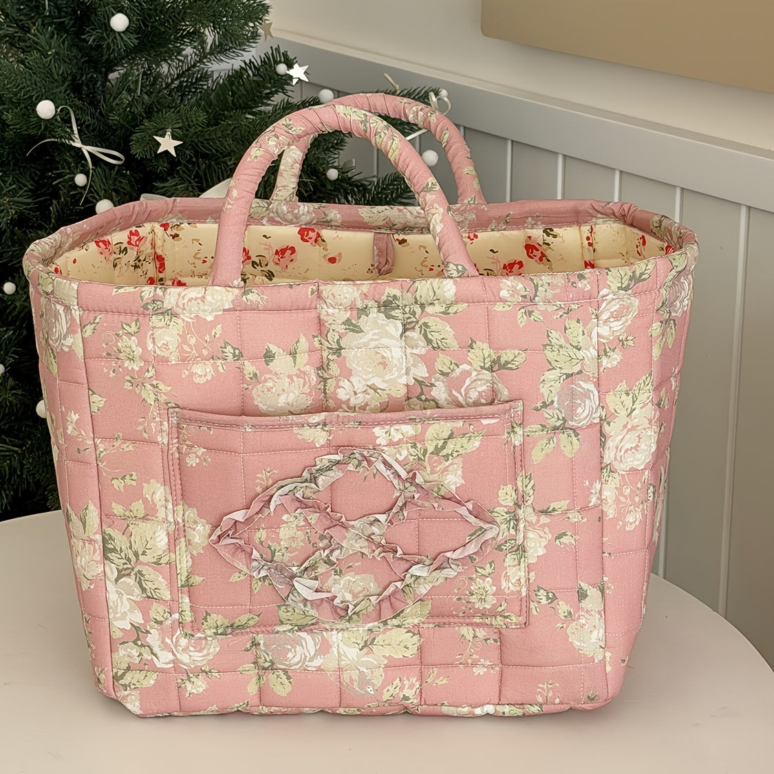 Storage Bins – Large Floral Series Storage Basket Vintage Quilted Floral Portable