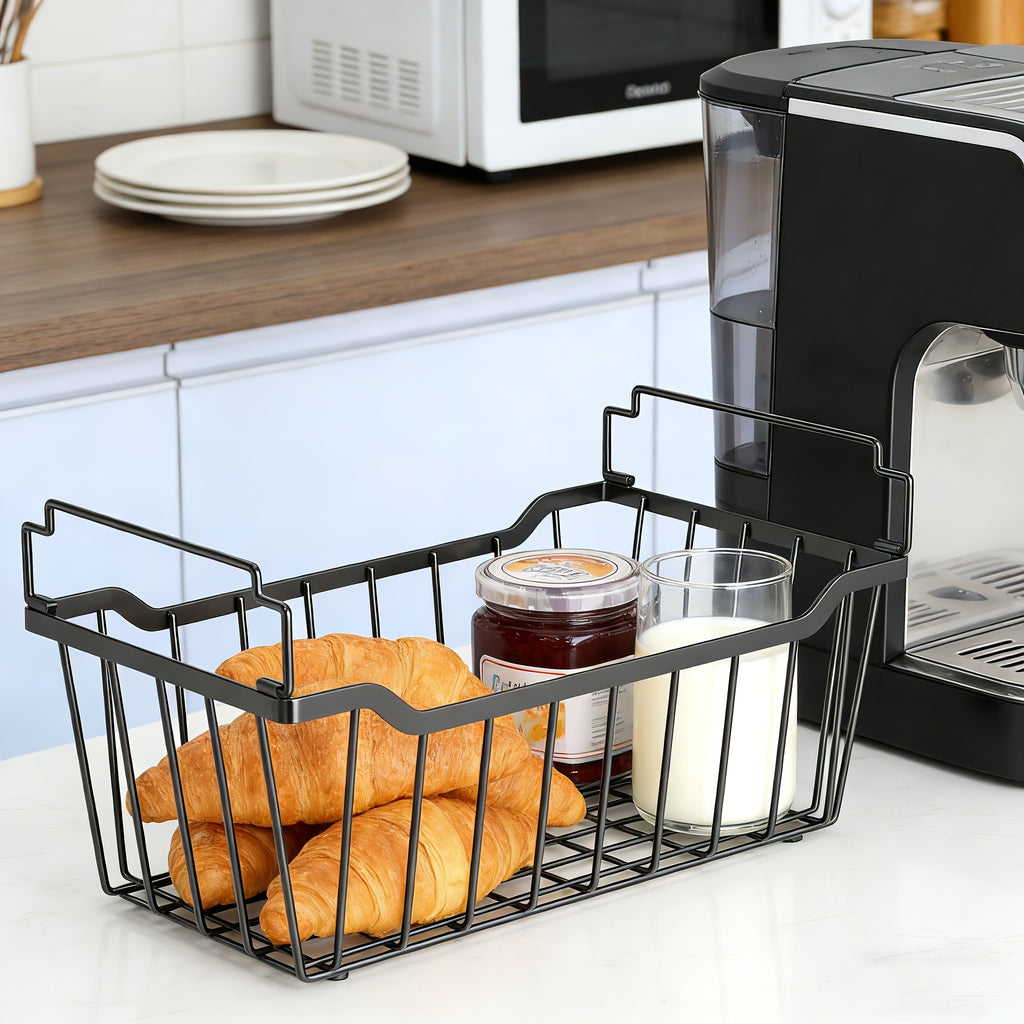 Stackable Freezer Organizer Bins with Foldable Handle - Efficient Refrigerator Storage Rack for Improved Space Utilization & Easy Access - Durable Design for Chest Freezer, Not Just for Freezers