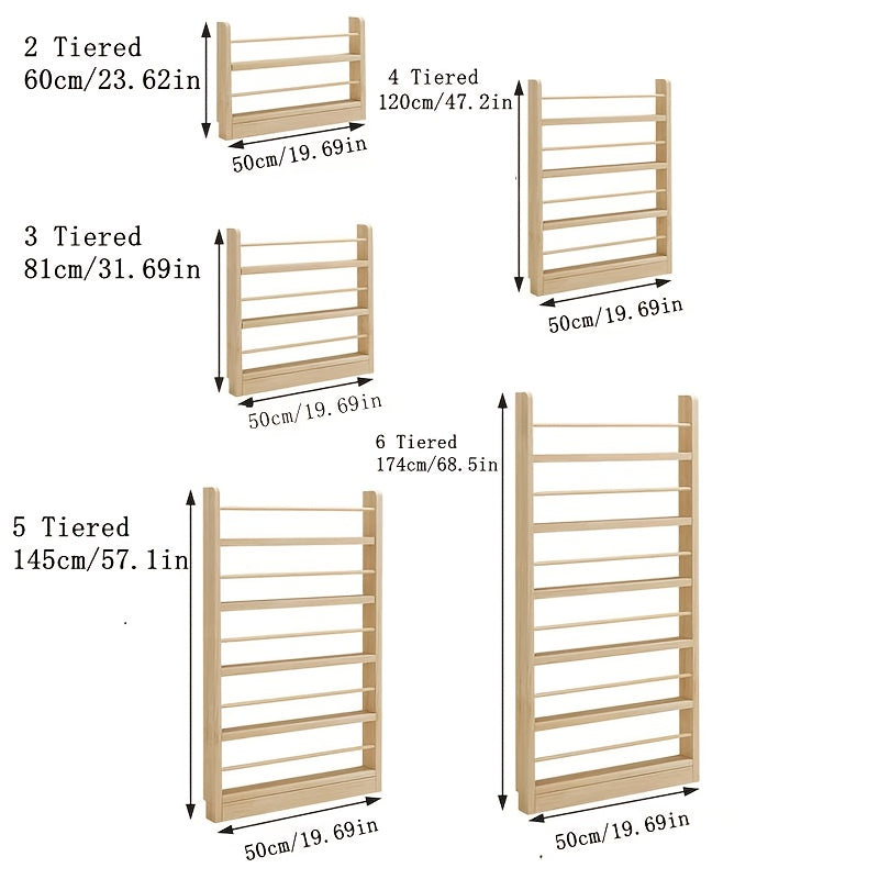 Home Storage Organizer – Creative Design, Ultra-Narrow Solid Wood Bookshelf, Bookcase, No Paint And Zero Formaldehyde, Wall-Mounted Bookshelf, Over-The-Door Bookshelf, Multi-Layer Shelf, Spa