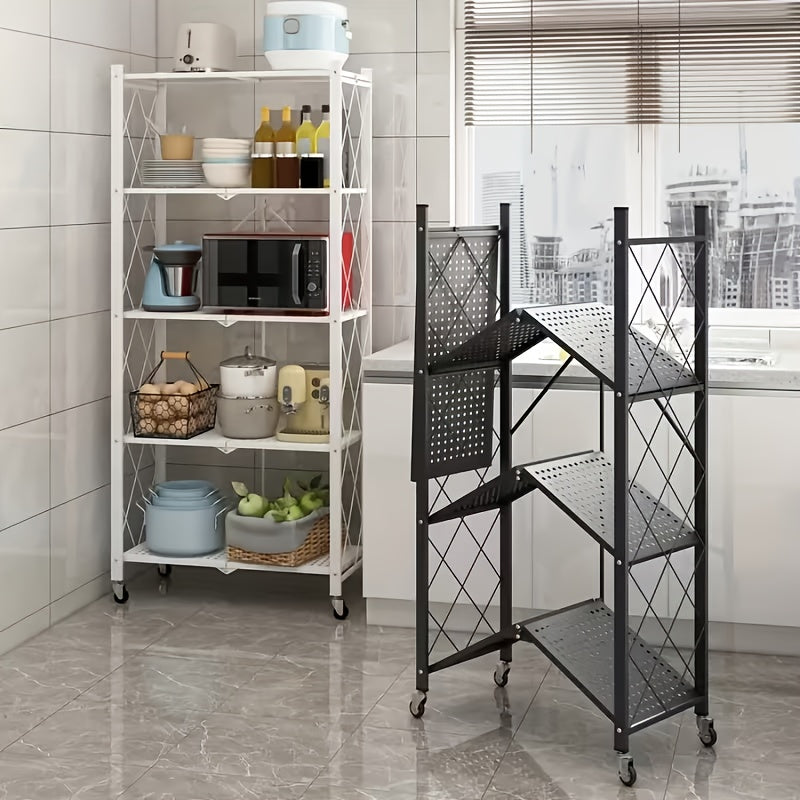 Versatile Adjustable Home Storage Rack – durable multi-purpose storage, 3 4 5 Layer Folding Storage Rack No Installation with Wheels Can Move Freely, designed for American homes, daily convenience and practical gifting