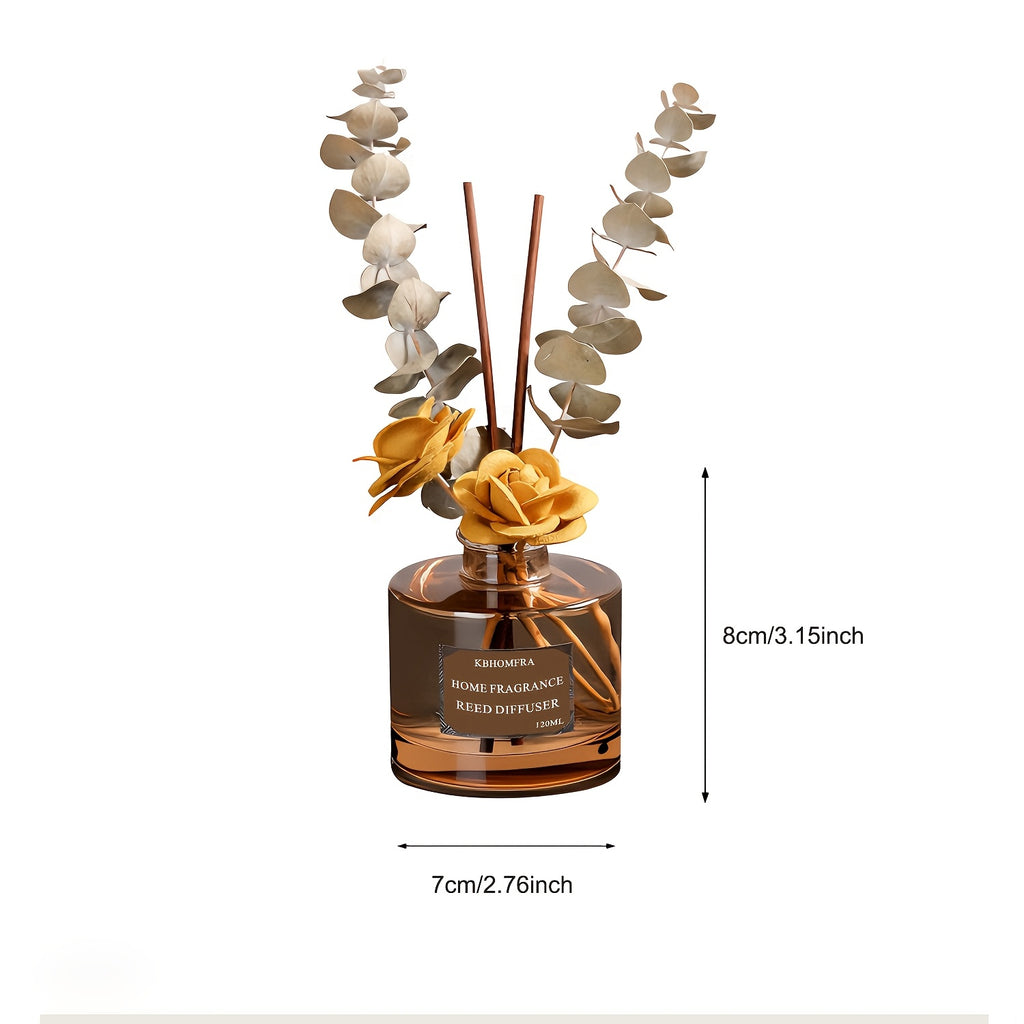 KBHOMFRA Reed Diffuser Jasmine Cedar Gardenia Scent Fall Diffusers with Dried Flowers Diffuser Sticks 4.06oz Essential Oil 90 Days Long-lasting Fragrance for Livingroom, Bedroom And Bathroom.