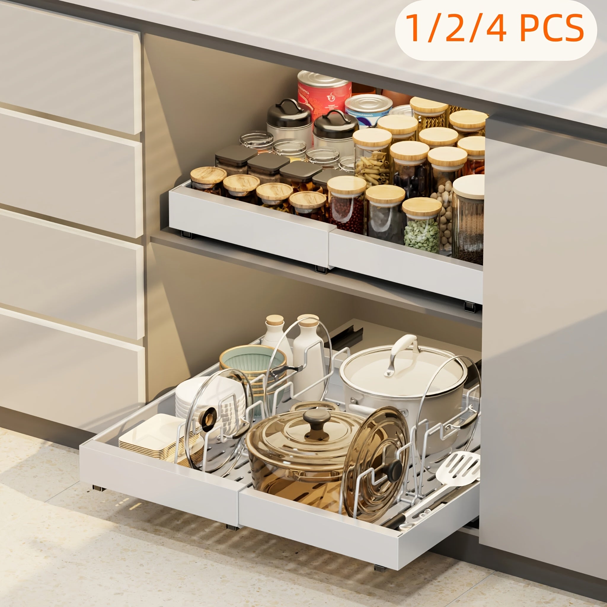 Versatile 1/2/4pcs Pull-Out Cabinet Organizer – smooth-access cabinet organization, 1 2 4pcs Expandable Pull-Out Cabinet Organizer 12 59-20 47 Inch Extendable Heavy-Duty Pull-Out, designed for American homes, daily convenience and practical gifting