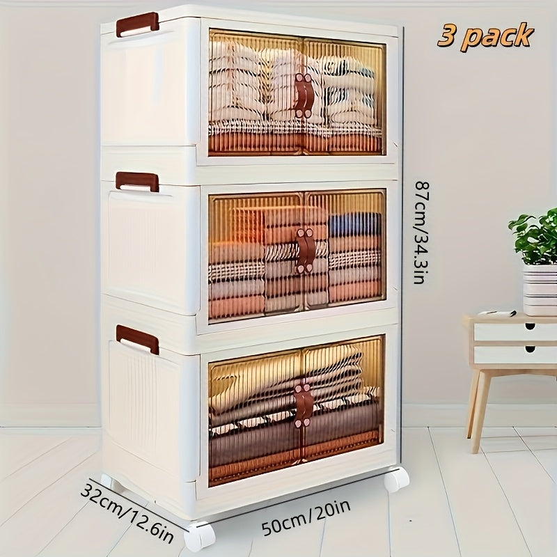 Storage Bins – Bin with Drawers Stackable Storage Bins with Wheels Open Front Foldable