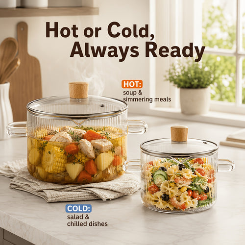 2-Piece Glass Cooking Pot Set with Lids – view 2
