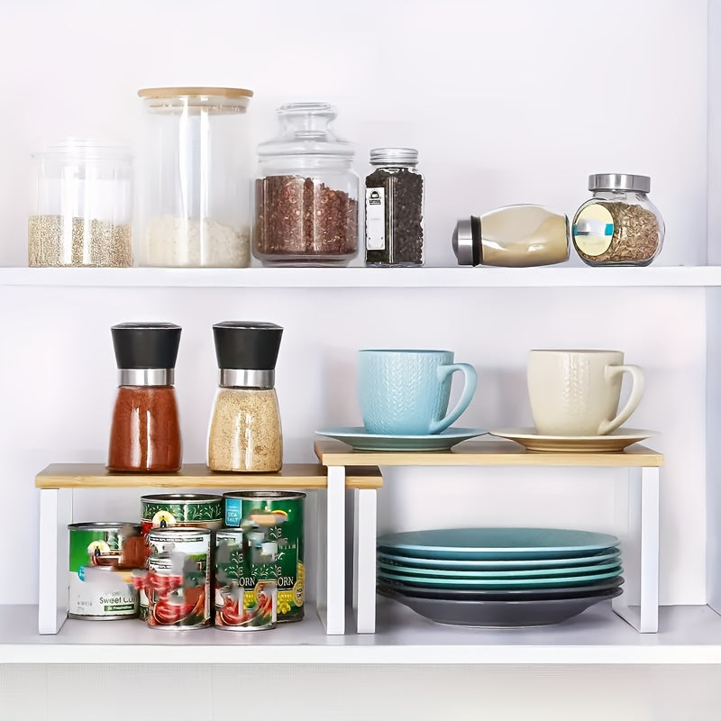 Premium Adjustable Home Storage Rack – durable multi-purpose storage, Set of Two Adjustable And Stackable Shelf Organizers - Versatile Wooden Storage Rack for, designed for American homes, daily convenience and practical gifting