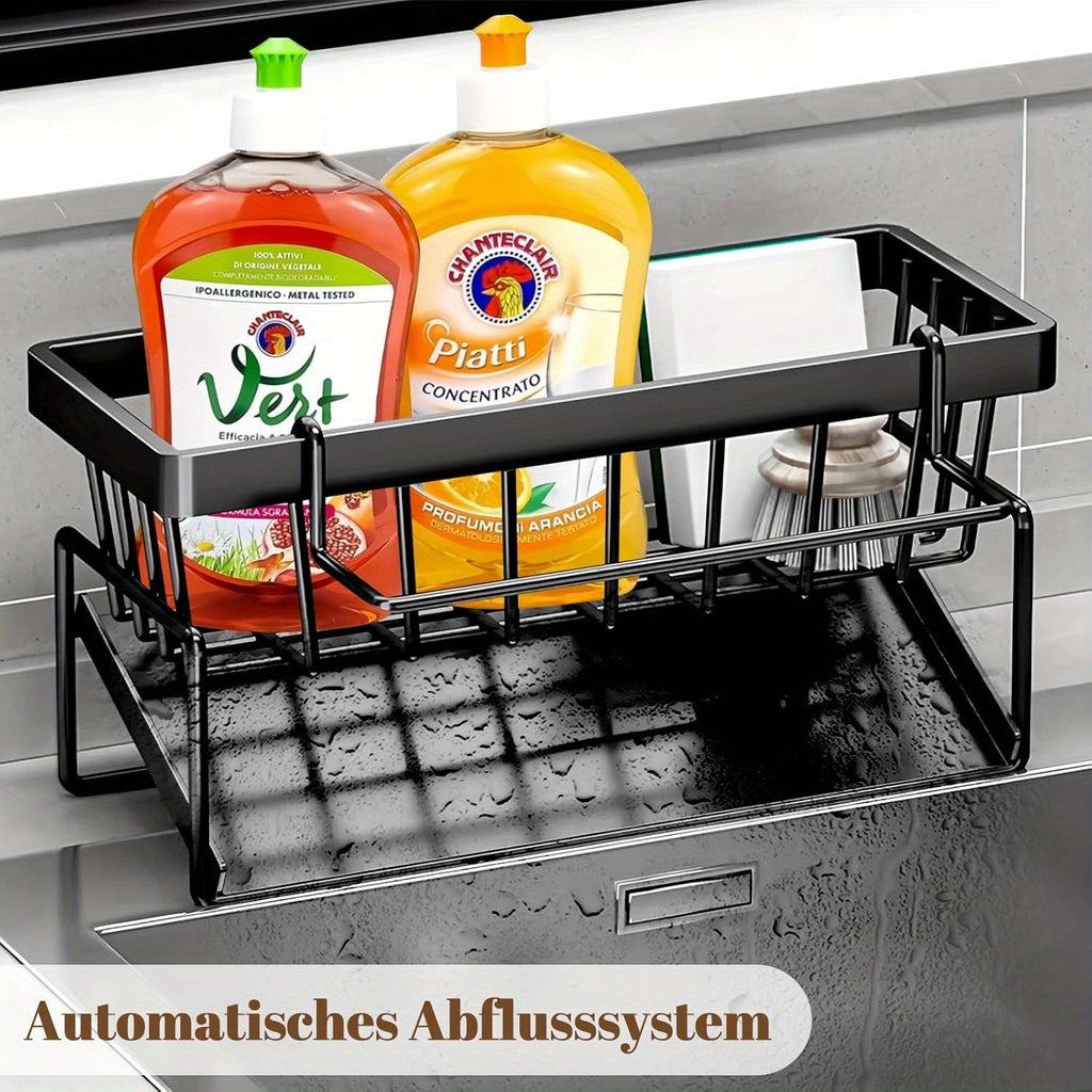 Stainless Steel Kitchen Sink Caddy With Drainage, 304 Stainless Steel Kitchen Sink, Sink Caddy With Drainage For Dishwashing Brush, Sponge, Soap And Scrubbing Accessories, Kitchen Accessories, Kitchen Organizers And Storage