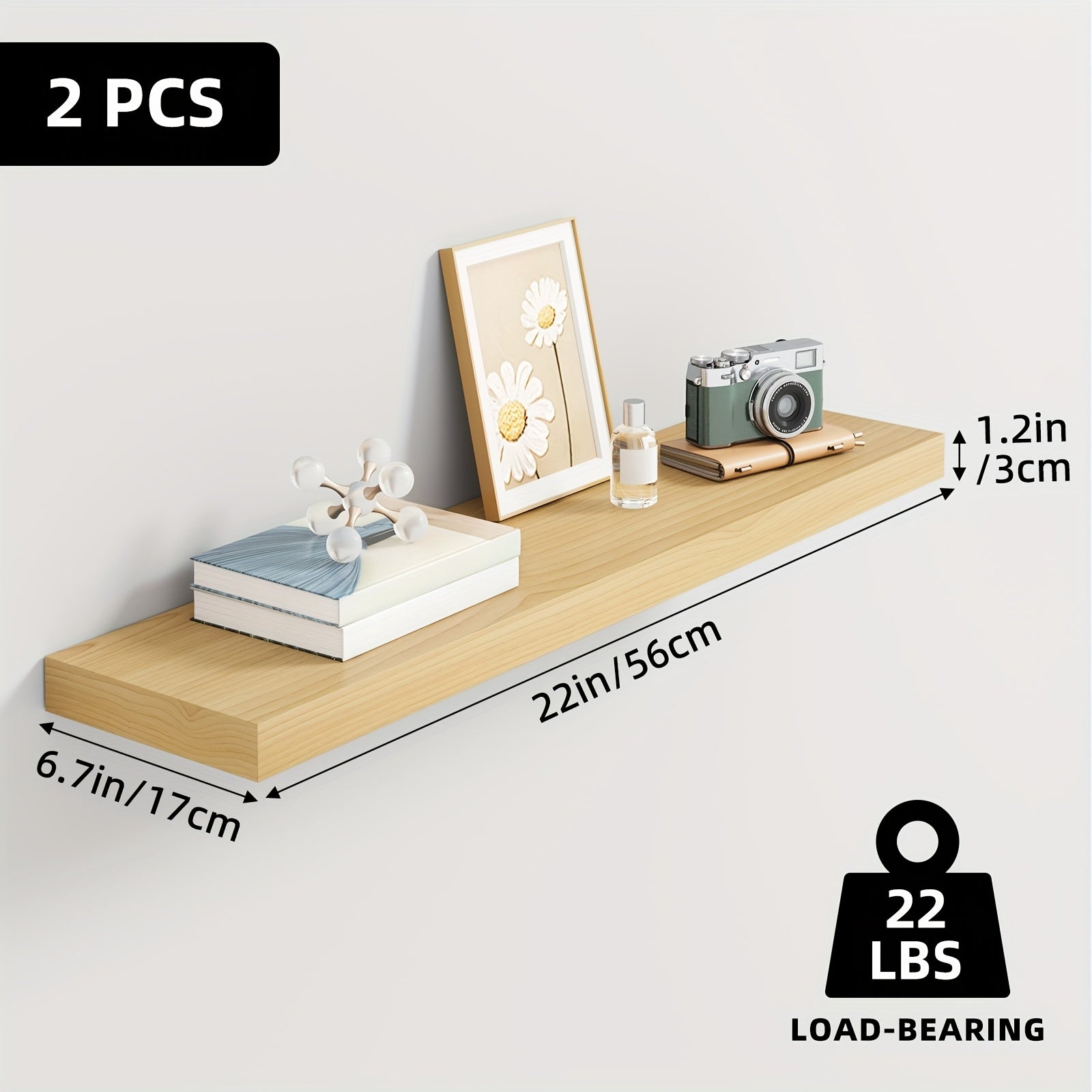 Home Living Essential – TOMNK 2 4 6pcs Set Floating Shelves 15 7-inch 19 7-inch 22-inch Wooden