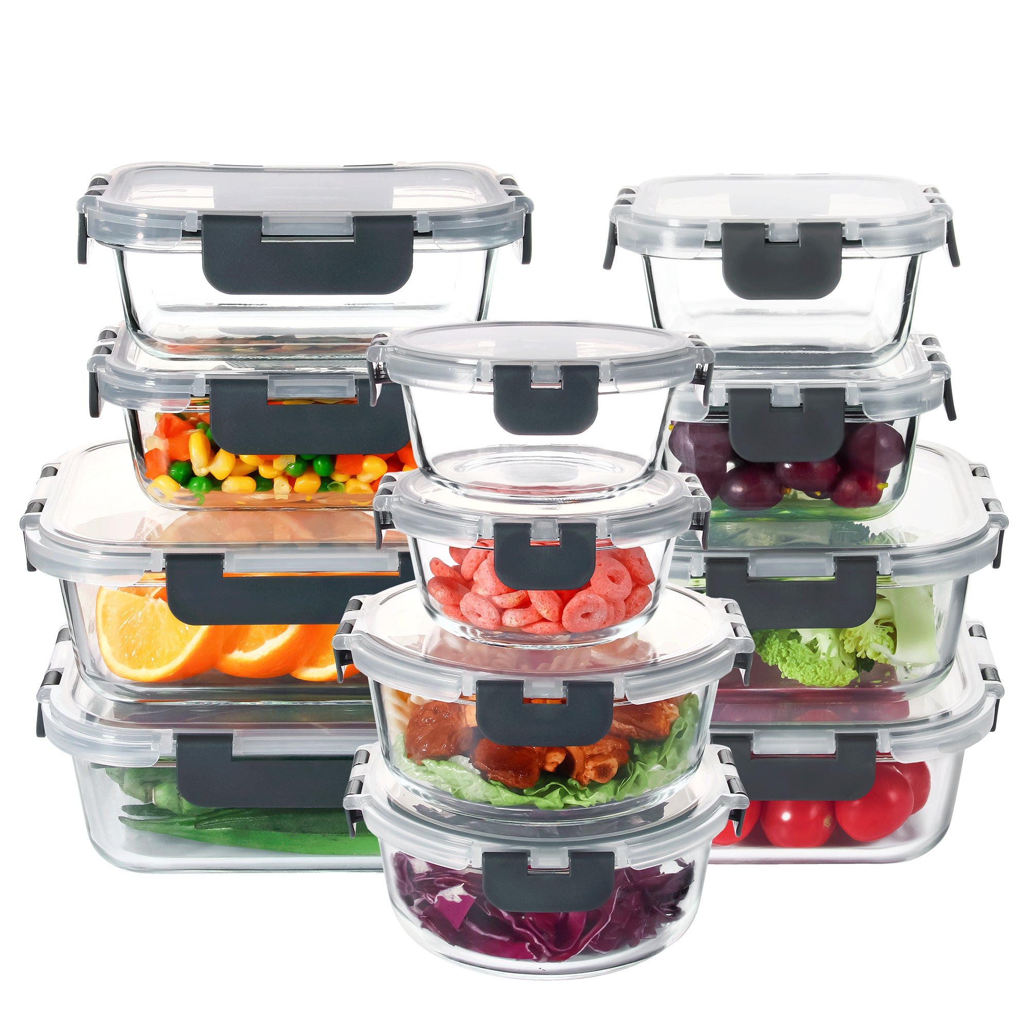 Food Storage Containers – Easy-Access 12pcs Glass Meal Prep Container Set – leak-resistant reusable meal pre