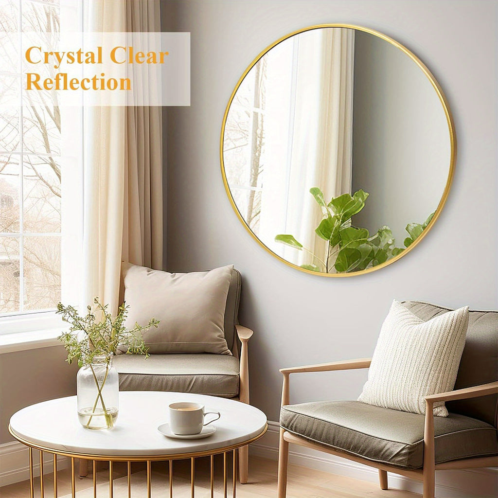 Versatile Home Accent Rug – comfortable decorative floor coverage, Modern Round Metal Wall Mirror - Matte Black Golden Finish Easy to Hang Minimalist, designed for American homes, daily convenience and practical gifting