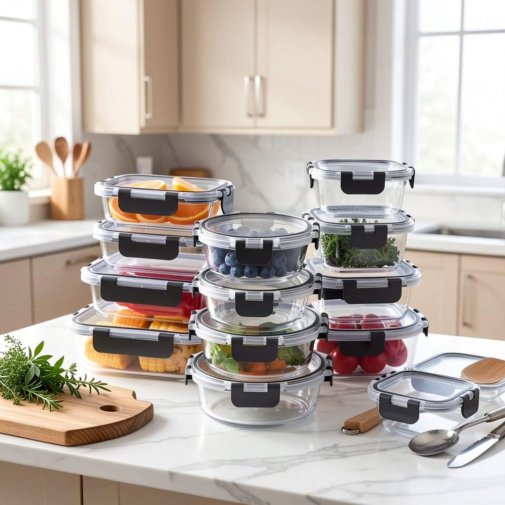 Versatile 24pcs Glass Meal Prep Container Set – leak-resistant reusable meal prep, 24pcs Glass Food Storage Containers with Lids Meal Prep Pantry Kitchen Storage Containers for, designed for American homes, daily convenience and practical gifting