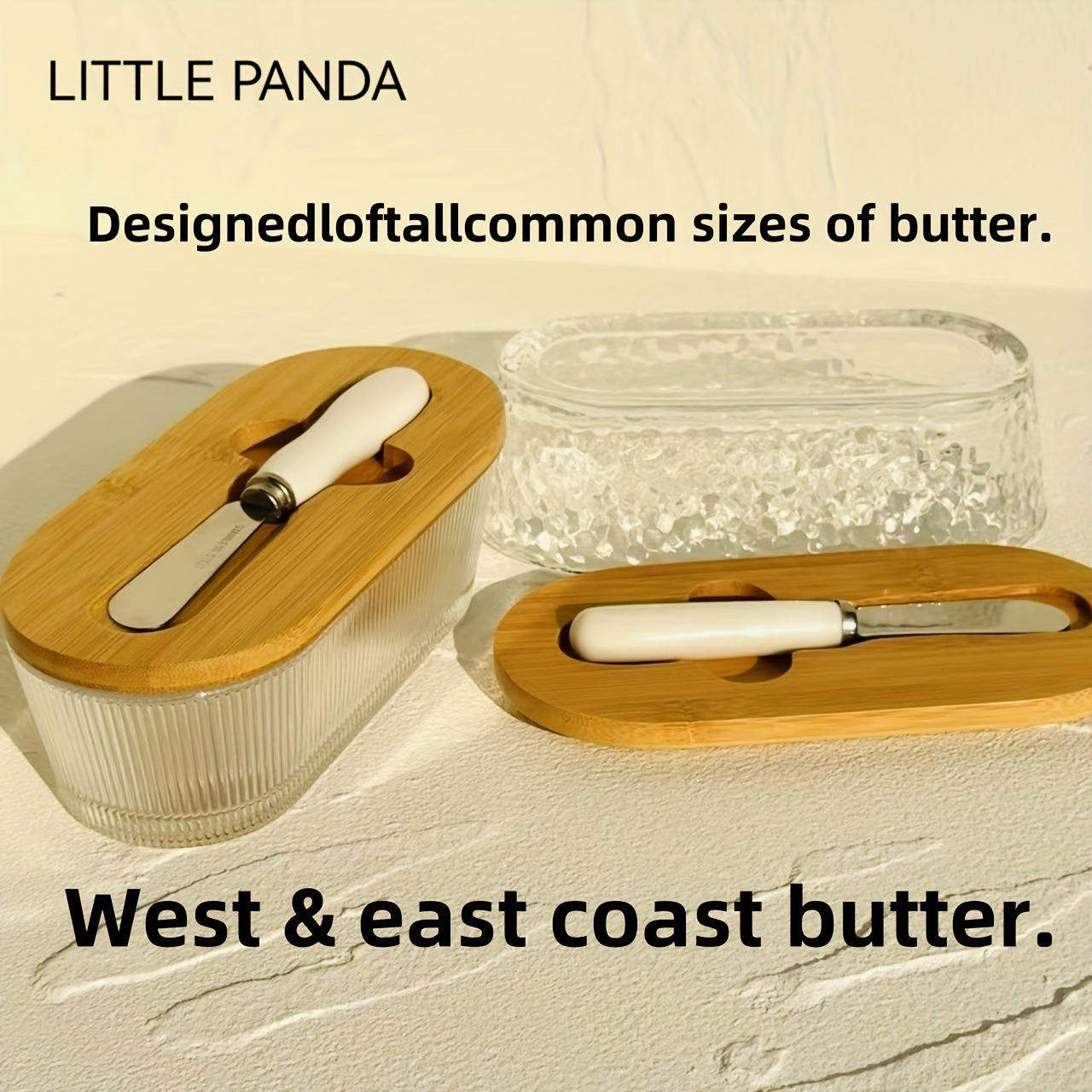 Modern 2pcs Butter Dish with Lid – covered refrigerator storage, Glass Butter Dish 2pcs Knife Butter Set with Sealed Lid Suitable for Countertop Refrigerator, designed for American homes, daily convenience and practical gifting
