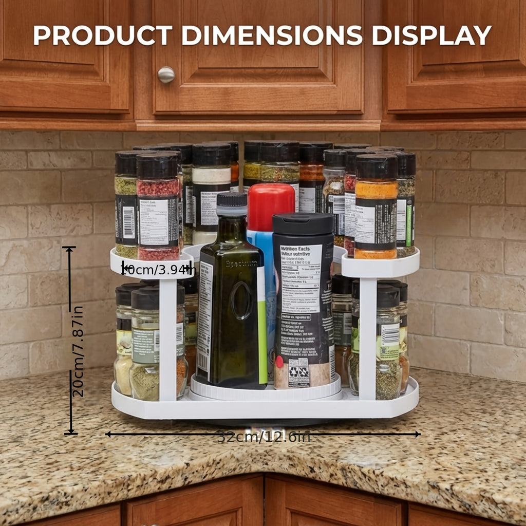 Premium Adjustable Home Storage Rack – durable multi-purpose storage, 2-Tier 360 Rotating Lazy Susan Organizer - BPA-Free Plastic Spice Rack Countertop Storage Caddy, designed for American homes, daily convenience and practical gifting