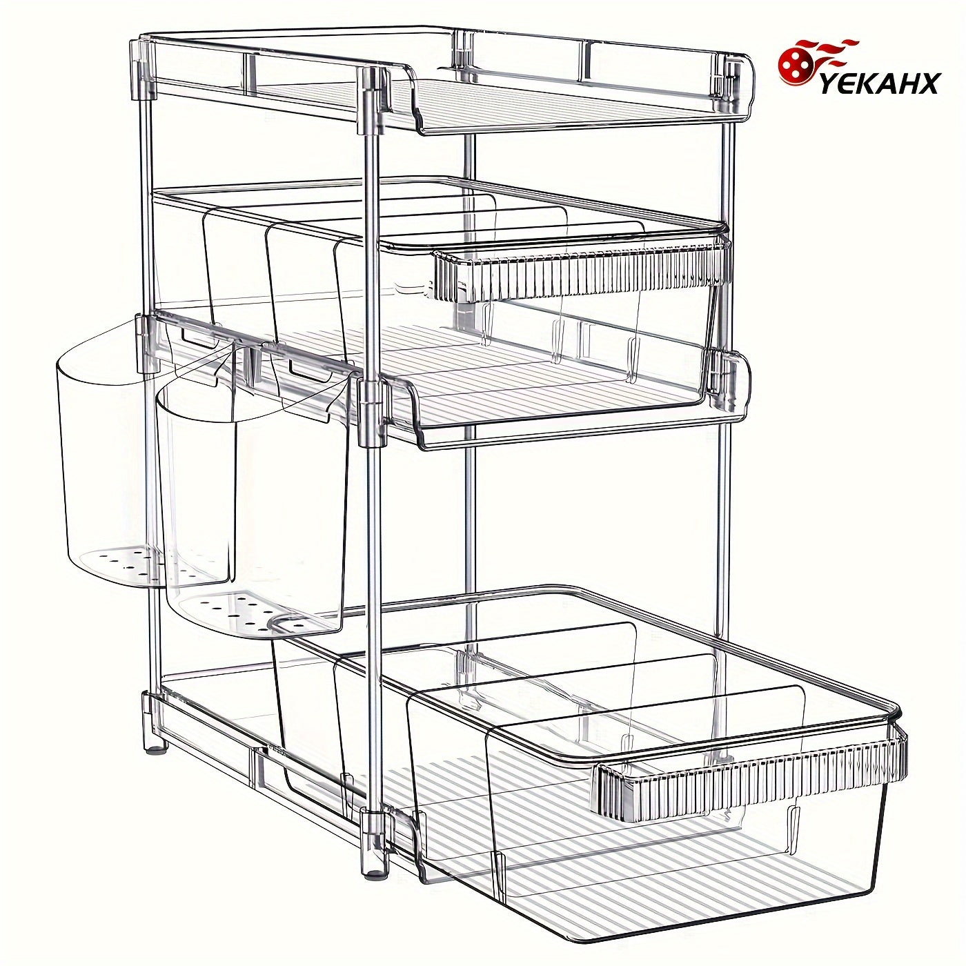 Compact 1pc Home Storage Organizer – space-saving everyday organization, 1pc Space-Saving Pull-Out Organizer - 3-Tier Clear Storage With Adjustable Dividers Multi-Purpose Slide-Out Under, designed for American homes, daily convenience and practical g