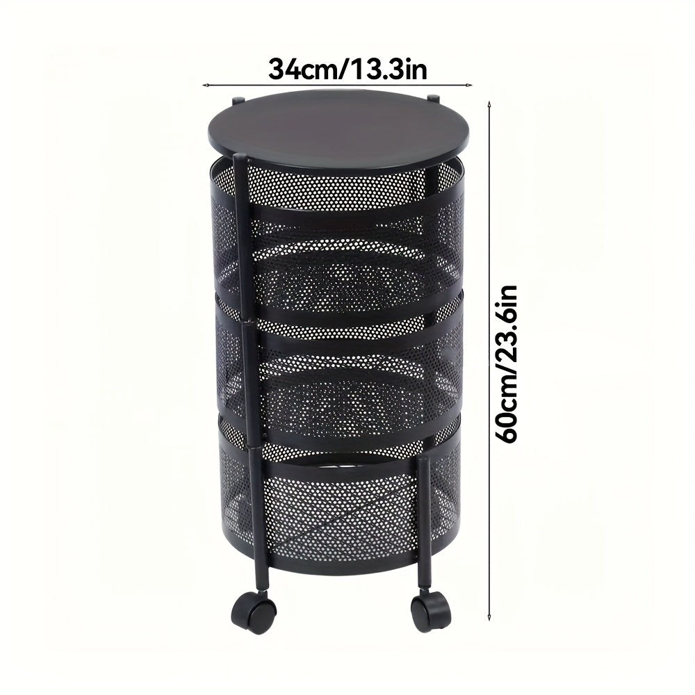 Premium Adjustable Home Storage Rack – durable multi-purpose storage, Rotatable Multi-layer Circular Storage Rack Mobile Storage Cart Round Floor-standing Multi-layer Rotatable Vegetable Basket, designed for American homes, daily convenience and prac
