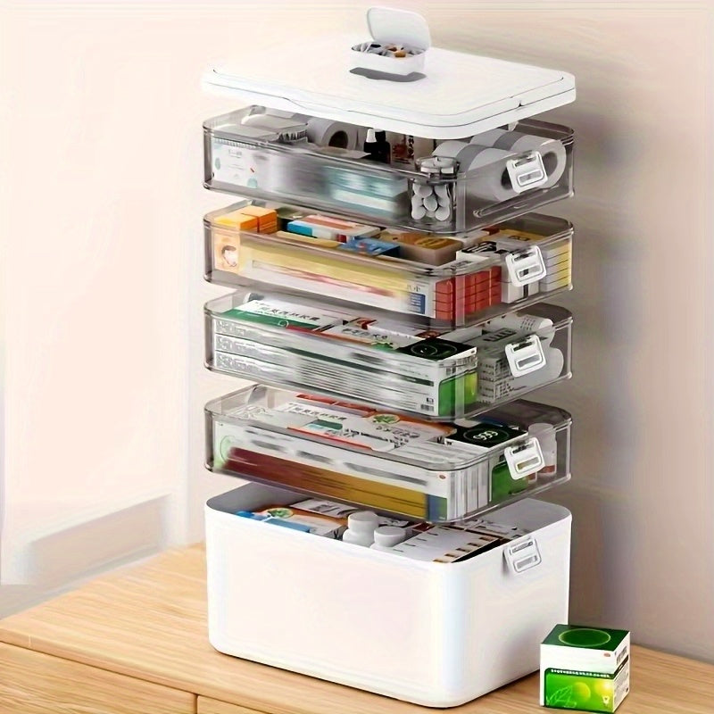Compact Stackable Home Storage Bins – portable space-saving storage, Home Bathroom Travel Multi-Layer Large Capacity Medicine Storage Box Bathroom Storage with Portable Pill, designed for American homes, daily convenience and practical gifting