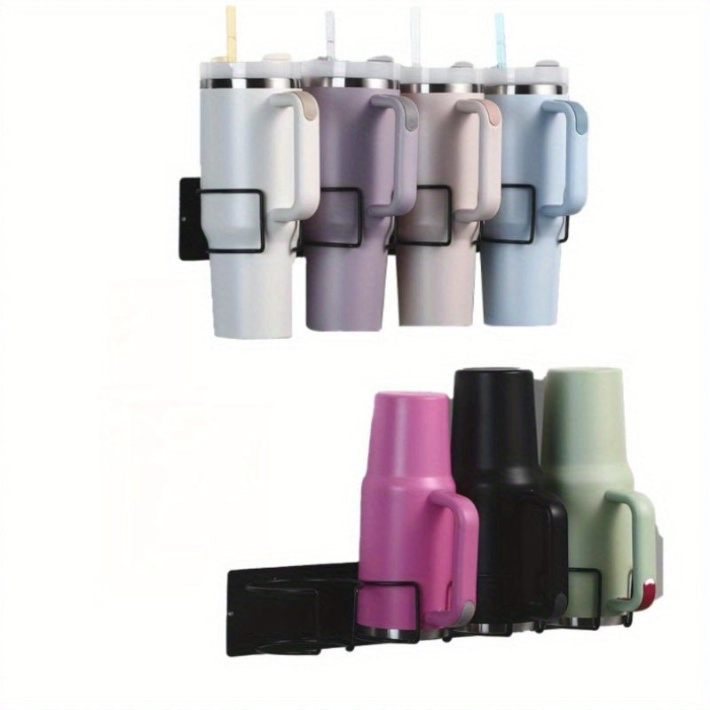 Smart Reusable Drinkware Set – easy-access beverage storage, 3 4-Cup Thermal Cup Storage Rack Magnetic Fridge Side Wall-Mount Secure Organizes Cups Lids, designed for American homes, daily convenience and practical gifting