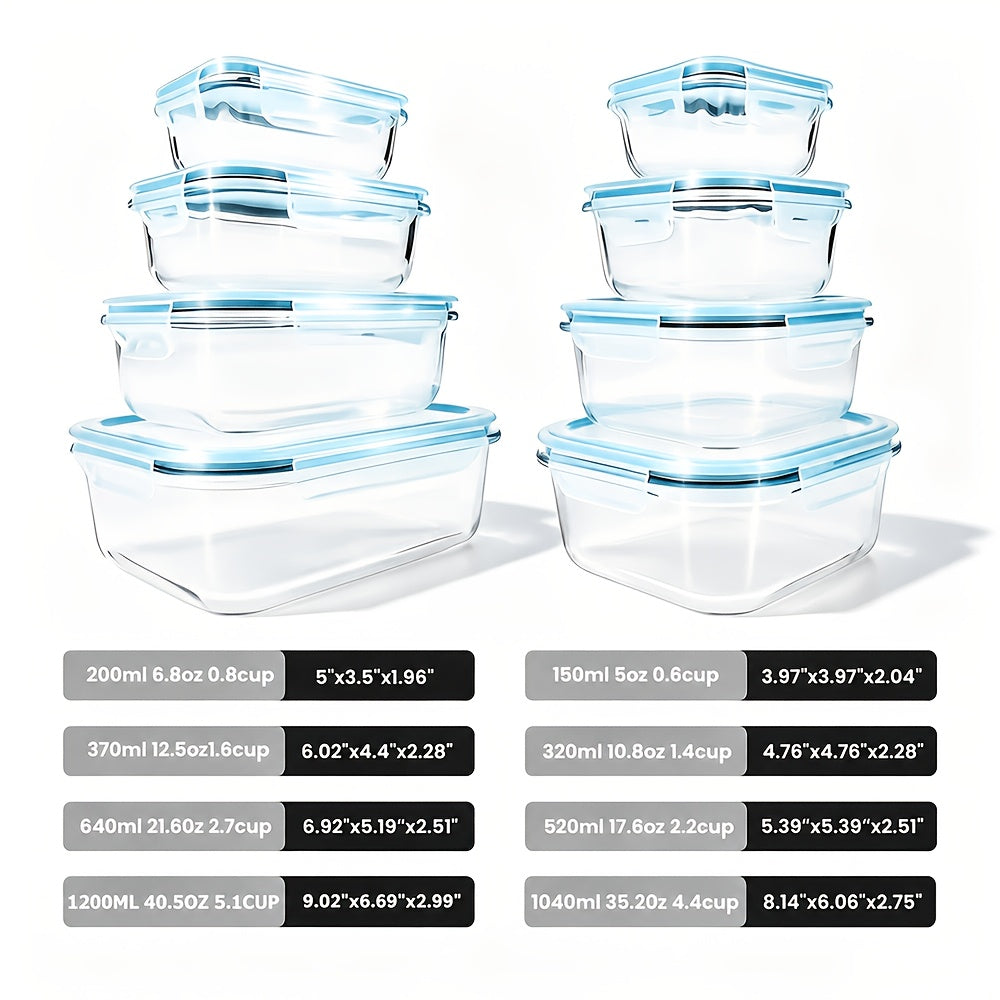 Easy-Access 24/16pcs Glass Meal Prep Container Set – leak-resistant reusable meal prep, 24 16pcs 12 8 Lids 12 8 Containers Sealed Glass Food Storage Container Outdoor, designed for American homes, daily convenience and practical gifting
