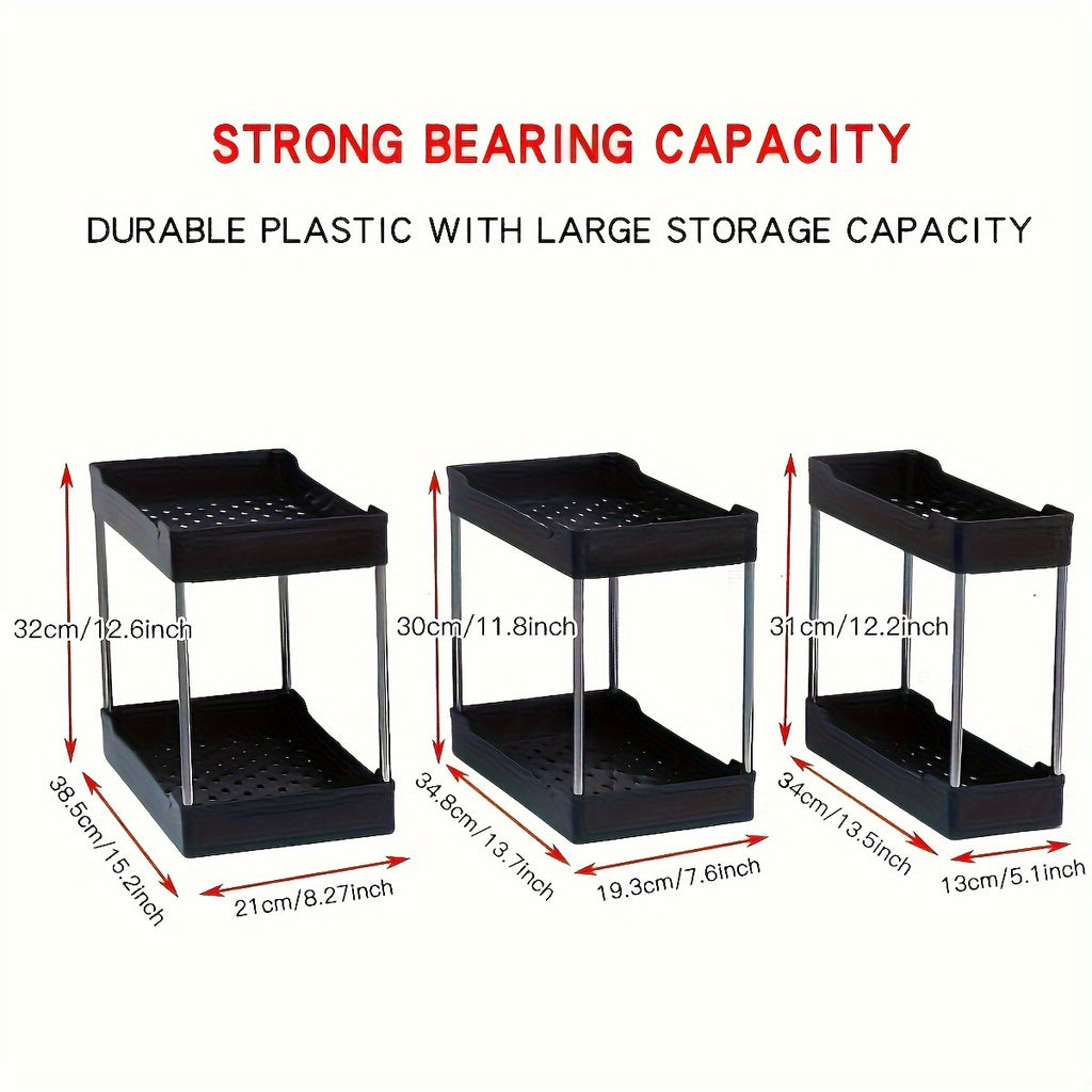 3pcs Under Bathroom Sink Organizers and Storage, Bathroom Counter Organizer, Bathroom Cosmetics Storage Rack, Bathroom Cosmetics Storage Rack, Suitable for kitchens and bathrooms, large, medium and small sizes
