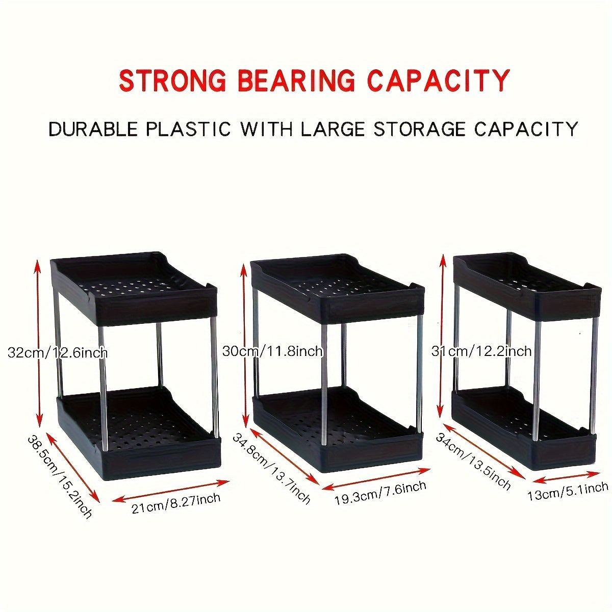 3pcs Under Bathroom Sink Organizers and Storage, Bathroom Counter Organizer, Bathroom Cosmetics Storage Rack, Bathroom Cosmetics Storage Rack, Suitable for kitchens and bathrooms, large, medium and small sizes