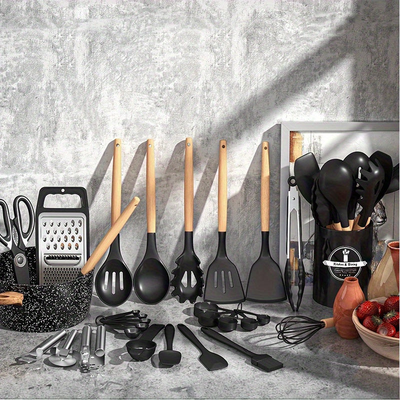 Modern 37/44pcs Kitchen Cookware Set – versatile meal preparation, 37 44pcs Complete Silicone Kitchen Cooking Utensil Set Ultra Cost-Effective All-In-One Kitchen Gadgets High, designed for American homes, daily convenience and practical gifting