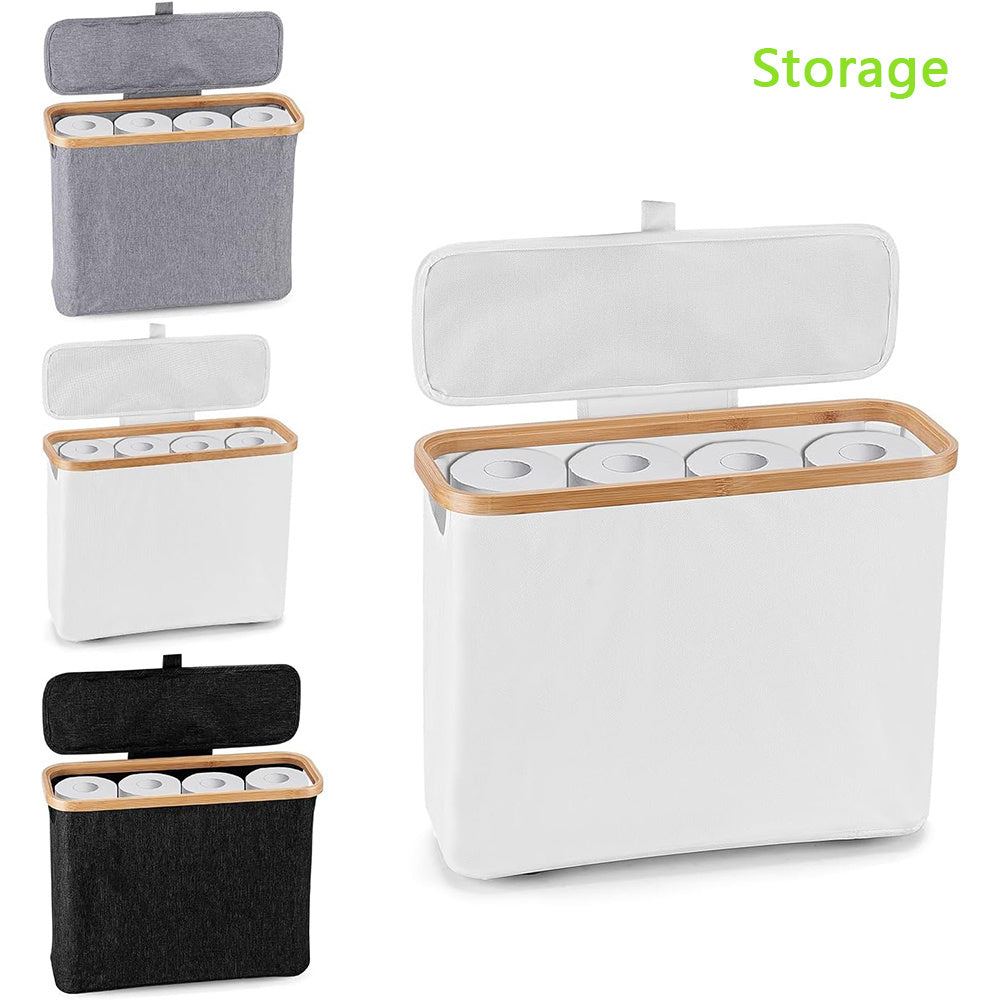 Toilet Paper Holder – Bamboo Toilet Paper Storage Basket with Lid Large Capacity Holds 12 Rolls
