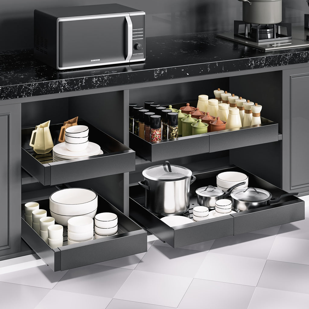 Space-Saving Pull-Out Cabinet Organizer – smooth-access cabinet organization, 4-Pack Expandable Pull-Out Cabinet Organizer Heavy-Duty Carbon Steel Slide-Out Drawer 12 6 -20 5, designed for American homes, daily convenience and practical gifting