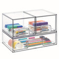 Premium Pull-Out Cabinet Organizer – smooth-access cabinet organization, Clear Stackable Plastic Organizer Bins for Makeup Cosmetics Beauty Supplies Great for Vanity Bathroom, designed for American homes, daily convenience and practical gifting