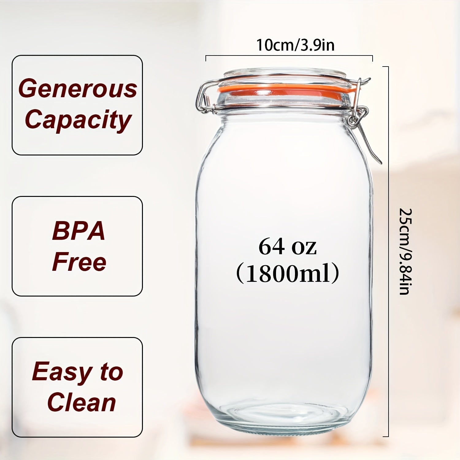 Heavy-Duty 3pcs Mason Jar Set – clear reusable pantry storage, 3pcs Half-Gallon Glass Mason Jars with Airtight Lids 64-Ounce Wide Mouth for Pickling Canning, designed for American homes, daily convenience and practical gifting