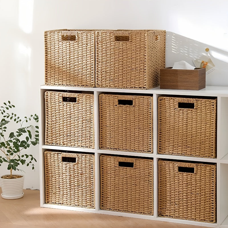 Space-Saving Stackable Home Storage Bins – portable space-saving storage, Natural Rattan Storage Basket Foldable Square Natural Rattan Storage Basket Frame Square Natural Rattan, designed for American homes, daily convenience and practical gifting