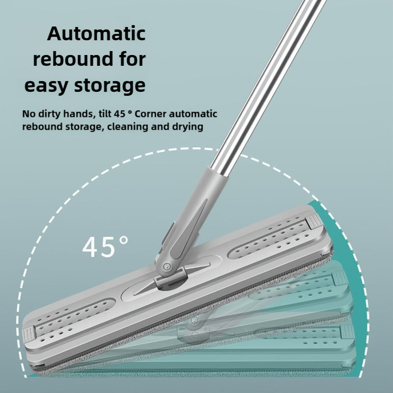Effortless Hands-Free Flat Dust Mop with Bucket - Wet and Dry Cleaning for Bedroom, Kitchen, Living Room, Bathroom - Durable ABS Plastic Floor Mop