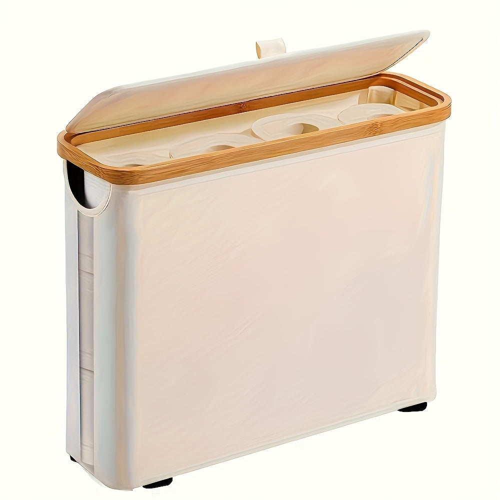 Smart Stackable Home Storage Bins – portable space-saving storage, Bamboo Toilet Paper Holder - Modern Bathroom Storage Cabinet Container Andkerchief Storage Box Laundry, designed for American homes, daily convenience and practical gifting