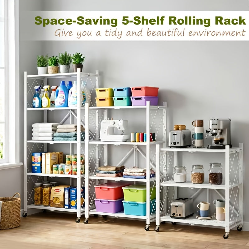 Premium Adjustable Home Storage Rack – durable multi-purpose storage, Foldable Metal Storage Rack Requiring No Installation Designed with Foldable Lockable Casters Practical And, designed for American homes, daily convenience and practical gifting