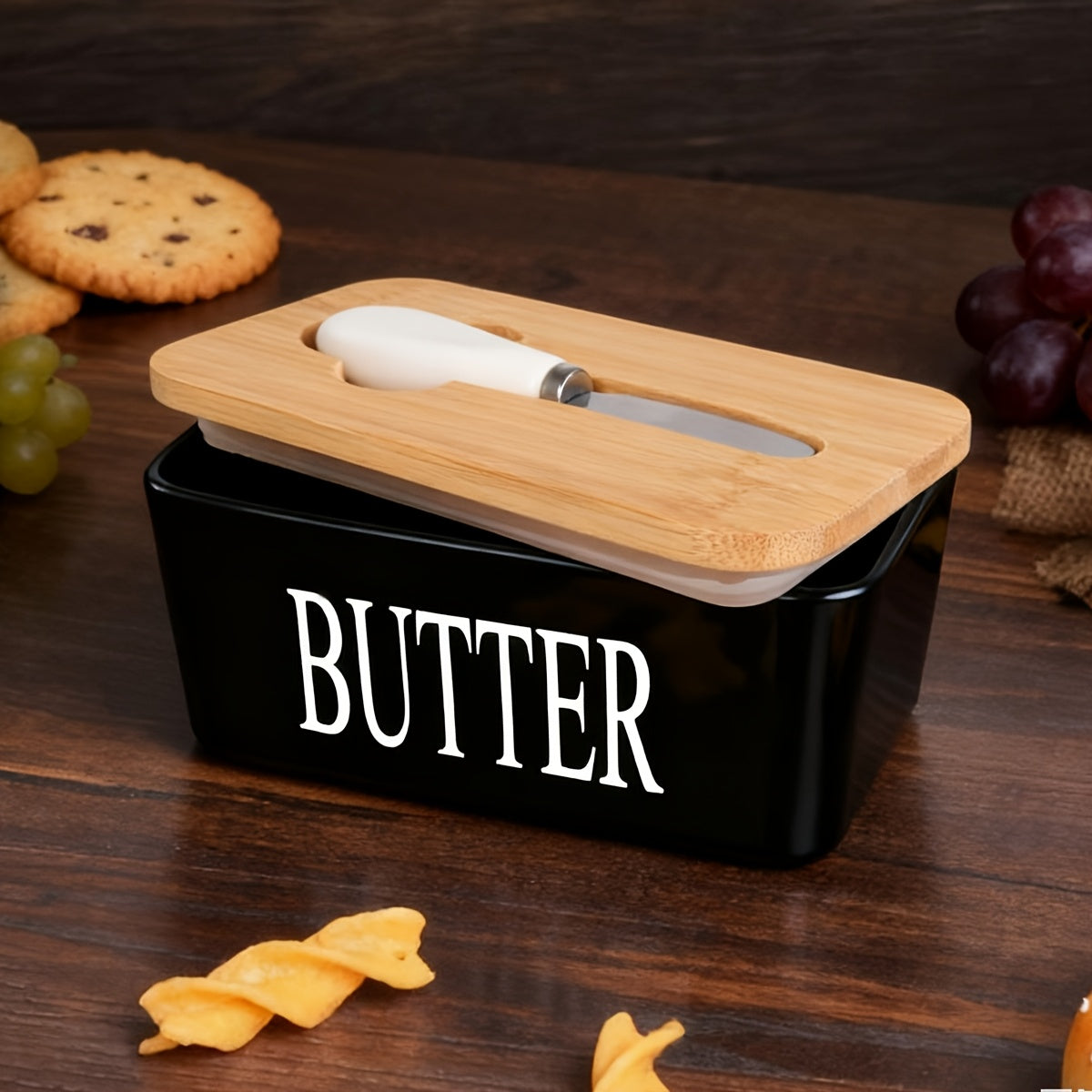 Kitchen Tools – covered refrigerator storage, 1pc Luxury Large Butter Dish with Lid - Ceramic Coun