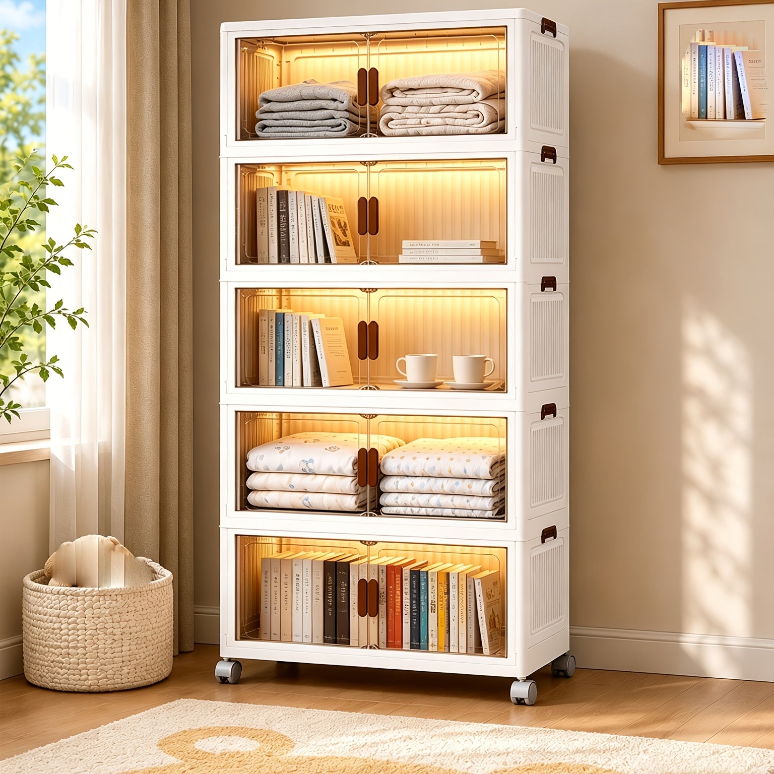 Modern Stackable Home Storage Bins – portable space-saving storage, 5-Layer Stackable Storage Box with Lid And Door 1 2 3 4 5-Layer Up, designed for American homes, daily convenience and practical gifting