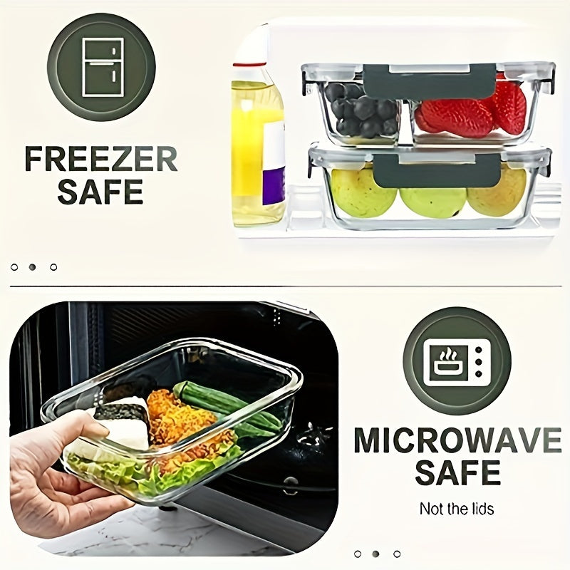 10pcs High-End Food Grade High Borosilicate Glass Meal Box Set - Sealed And Leak Proof, Microwave Safe, Dishwasher Compatible, BPA Free, Suitable for Home Kitchens, Offices, Outdoor Dining - Suitable for Controlling Food Portions And Storage