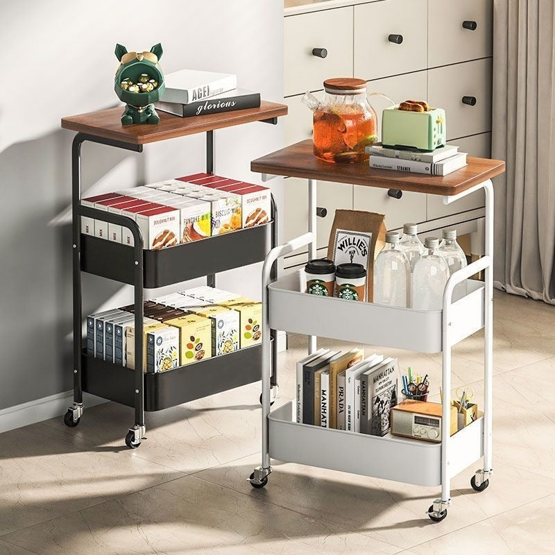 Compact Adjustable Home Storage Rack – durable multi-purpose storage, Multi-functional Rolling Kitchen Storage Trolley White Black Multi-layer Mobile Storage Rack Sturdy Metal Frame, designed for American homes, daily convenience and practical giftin