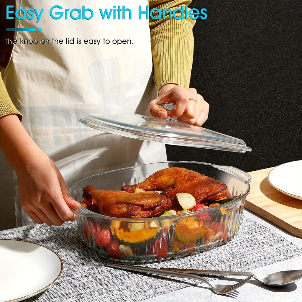 Premium 50oz Kitchen Baking Dish Set – oven-ready cooking and serving, Oval Glass Casserole Dish with Lid Set - 50oz 85oz Oven Microwave Safe Perfect, designed for American homes, daily convenience and practical gifting