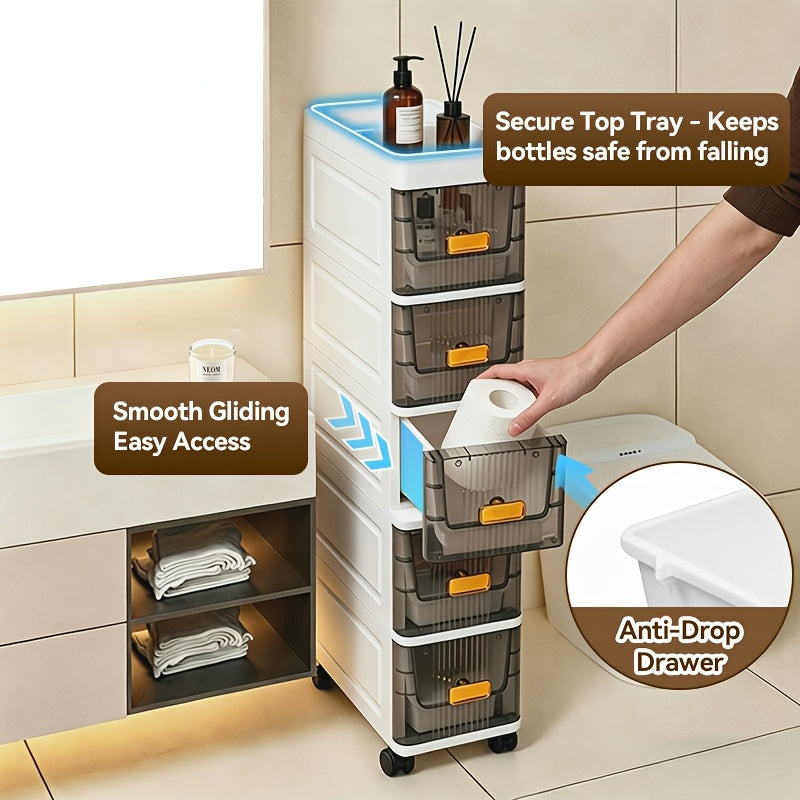 Compact Pull-Out Cabinet Organizer – smooth-access cabinet organization, Deluxe Slim Storage Cabinet with Drawers - Durable Waterproof PP Material Multi-Purpose Organizer with, designed for American homes, daily convenience and practical gifting