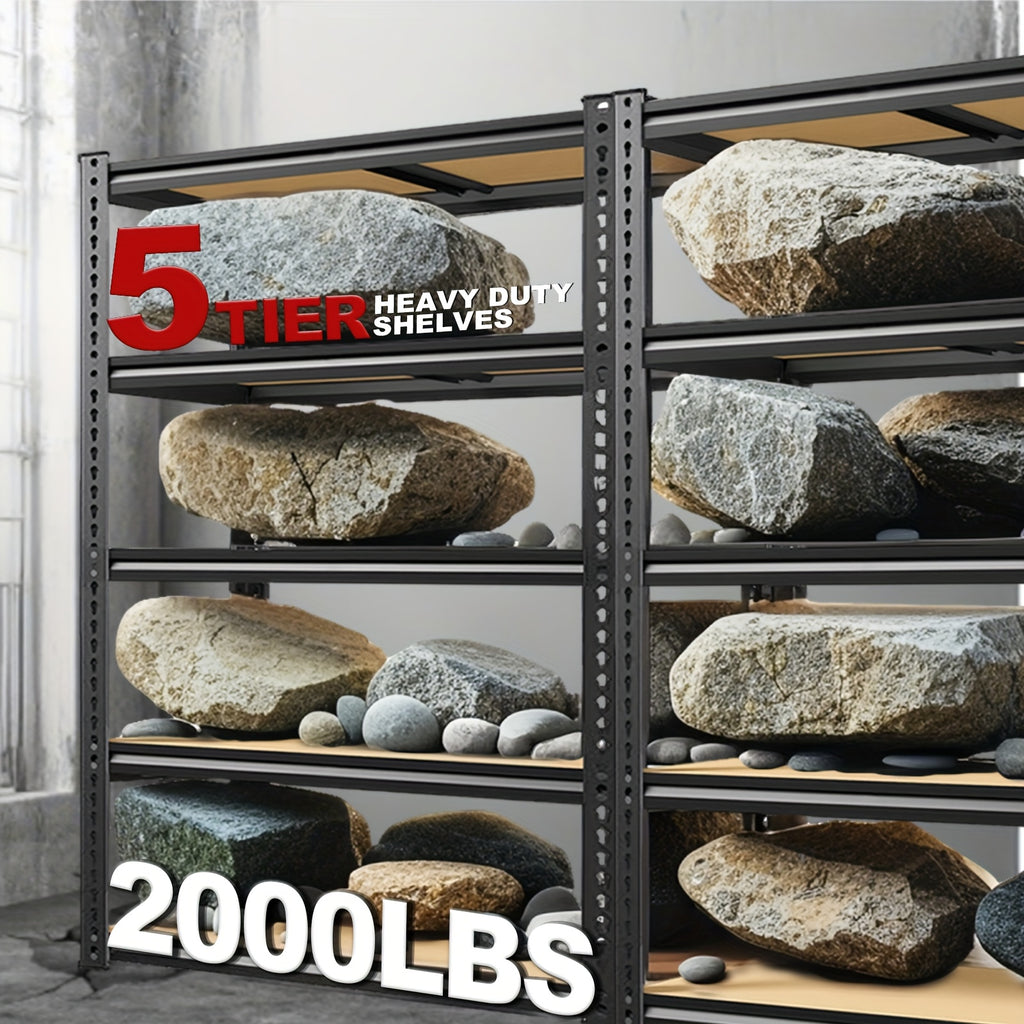 Kitchen Essential – [Heavy Duty Shelving] Heavy Duty 5 Tier 2000LBS Metal Shelving Units | 60"H for garage Shelving Storage Shelves, Adjustable Metal Shelving Unit For Garage Shelves Rack Sh