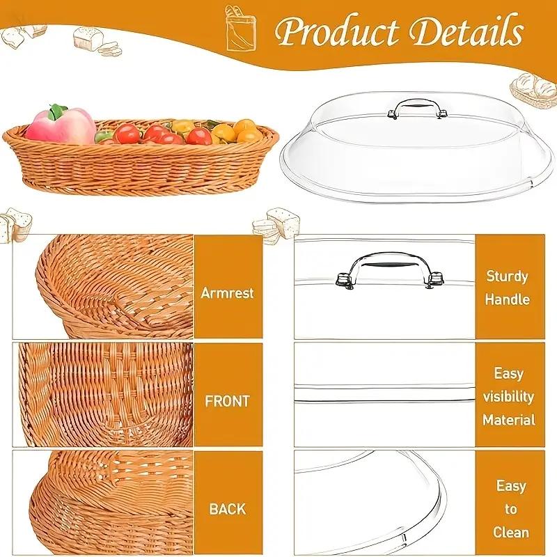 1pc Bread Basket - Durable Plastic Bread Basket, Washable Food Tray for Storing Desserts And Fruits - Ideal for Kitchen, Picnic And Home Display, Also a Perfect Storage Box for Pastries And Desserts