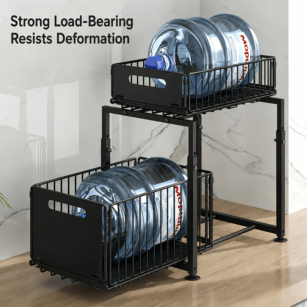 Premium Adjustable Home Storage Rack – durable multi-purpose storage, 2-Tier Pull-Out Organizers Space-Saving 2-Tier Under Sink Organizer with Adjustable Height Sturdy Carbon Steel, designed for American homes, daily convenience and practical gifting