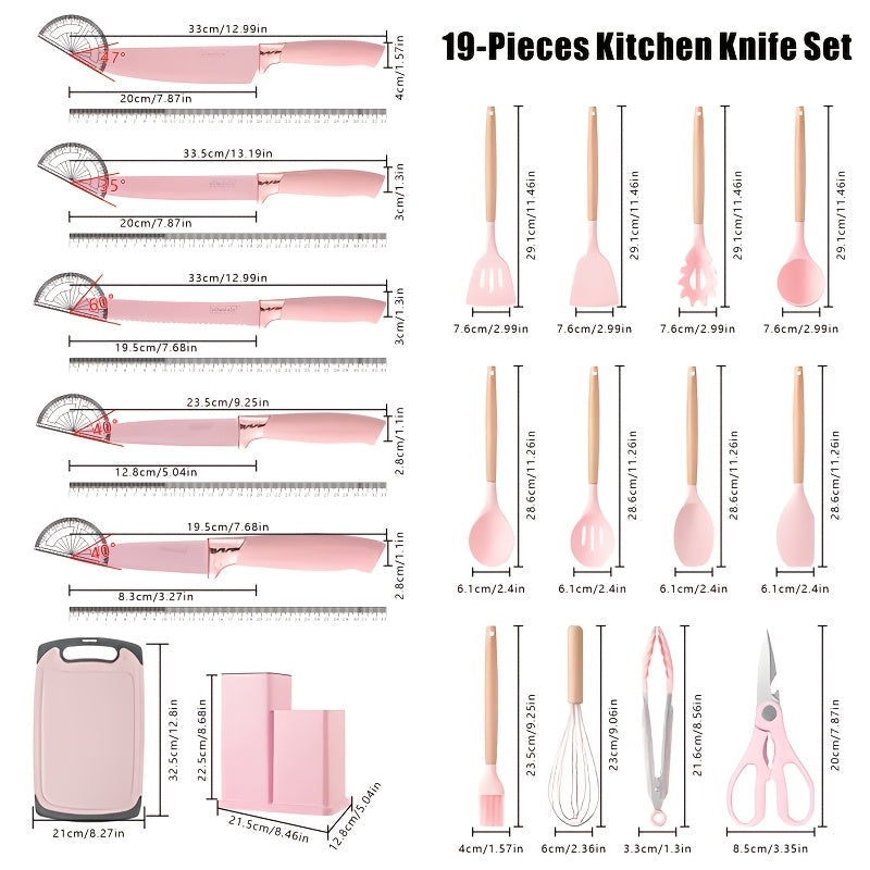 Kitchen Essential – Silicone Kitchen Utensils Set | Heat Resistant And High-Quality, Suitable for Non Stick Pans, Stainless Steel Cutting Tools, Small Kitchen Tools, Ideal Holiday Gift 19 Se