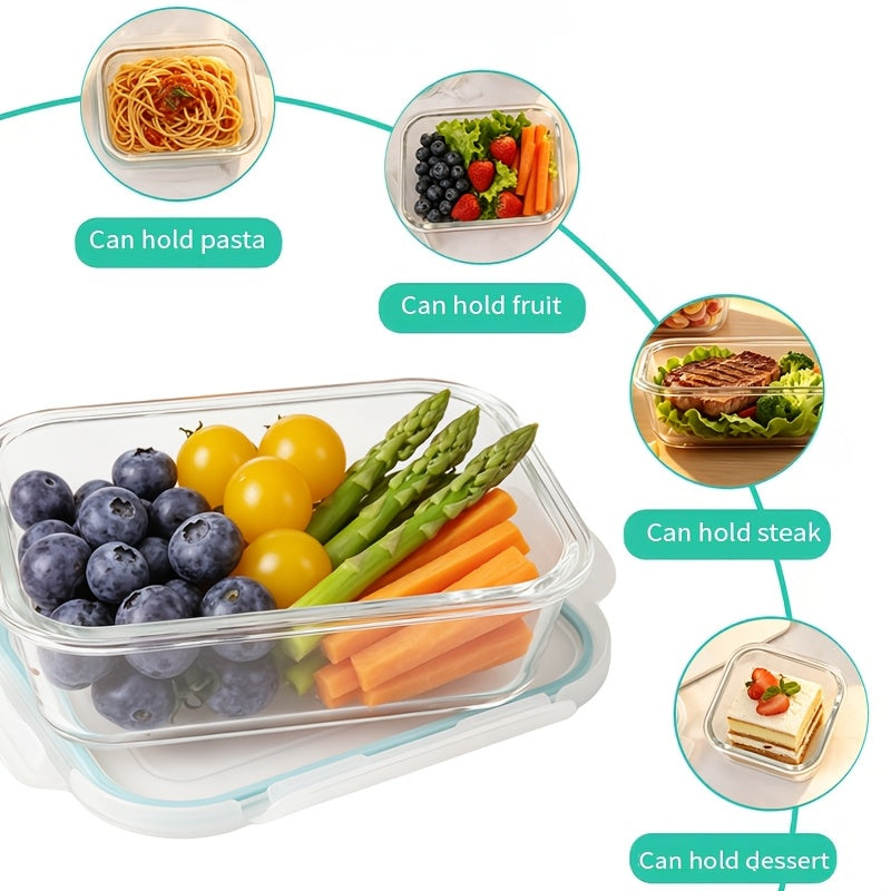 16pcs Glass Food Storage Set-perfect For Meal Prep And Kitchen Organization. Leak-proof, Airtight Glass Lunch Boxes (8 Containers + 8 Lids) Suitable For Use In The Microwave, Oven, Refrigerator, And Dishwasher. Ideal For Office Lunches.