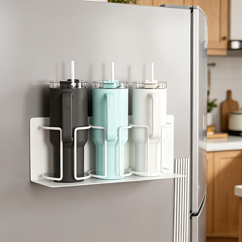 Kitchen Essential – Three-tier Fridge Cup Storage Rack - Suitable For Cups, Glasses And Water Bottles. Space-saving Design With A Strong Magnetic Base, Perfect For Kitchen And Bathroom Stora